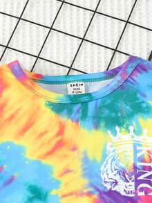 2 件/套男嬰紮染時尚彩色 T 恤和短褲套裝 - 彩色 - 查看 4