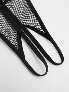 Lencería Sexy De Tanga De Red De Perlas Decorativas - Negro - Ver 4