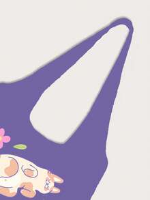 Po illustration Printed Canvas Tote Bag - Multicolor - View 2