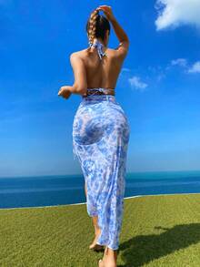 Swim Vcay 3 件套扎染露背女士比基尼套装狂欢夏日海滩 - 彩色 - 查看 2