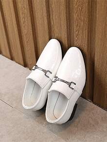 兒童白色扁平尖頭泵鞋,帶有彈性帶設計 - 白色 - 查看 2