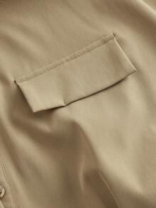 SHEIN MOD 加大碼翻領襯衫連衣裙 - 卡其色 - 查看 3