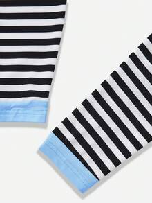 SHEIN LUNE Women's Color Block Striped Tee With Trim - Multicolor - View 3