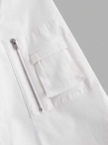 SHEIN EZwear Chaqueta corta de unicolor para mujer en otoño/invierno - Blanco - Ver 4