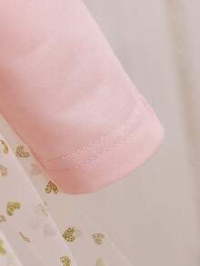 SHEIN 年轻女孩可爱独角兽印花网眼撞色连衣裙 - 粉色 - 查看 4