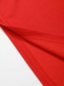 男士新年印花短袖垂肩t恤 - 紅色 - 查看 4