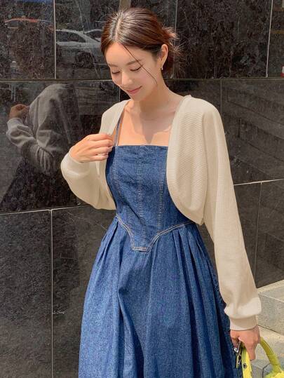 DAZY Women's Solid Color Long Sleeve Open Front Casual Business Jacket, Autumn