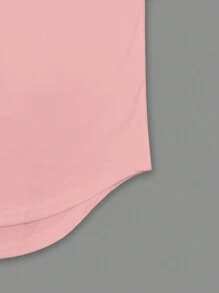 Men Solid Curved Hem Tee