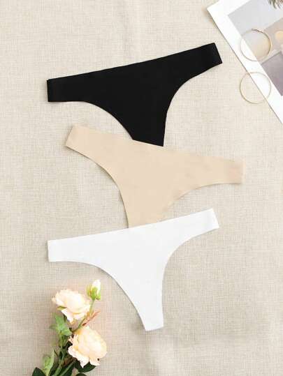 3 pièces Tanga sport sexy et unicolore