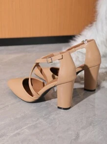 Timesize 杏桃色高跟鞋 > 女用高跟鞋 季節鞋 珍粗跟鞋 結婚鞋 粗跟平底鞋 女式高跟工作鞋 正裝鞋