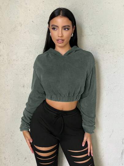 SHEIN SXY Women's Vintage Cropped Hoodie