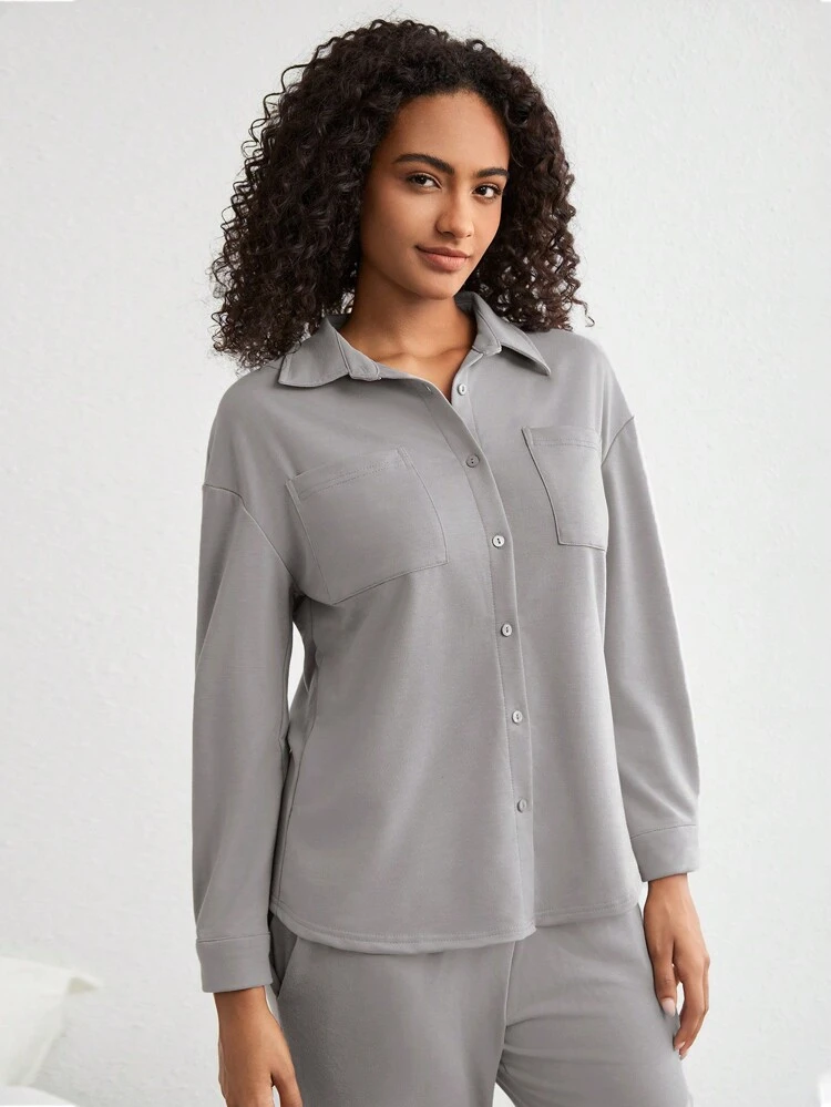 Leisure Soft Skin-Friendly Long Sleeve Cardigan Top-Gray