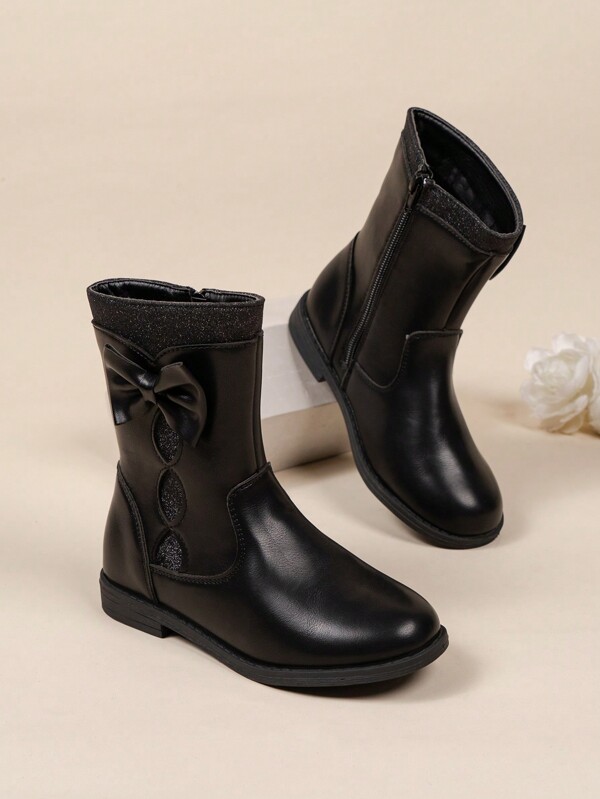 Girls' High Top Butterfly Side Detail Sparkly Boots For Spring And Autumn