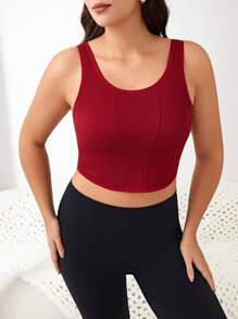 Yoga Basic 大尺碼瑜伽和休閒運動胸衣 - 酒紅色 - 查看 1