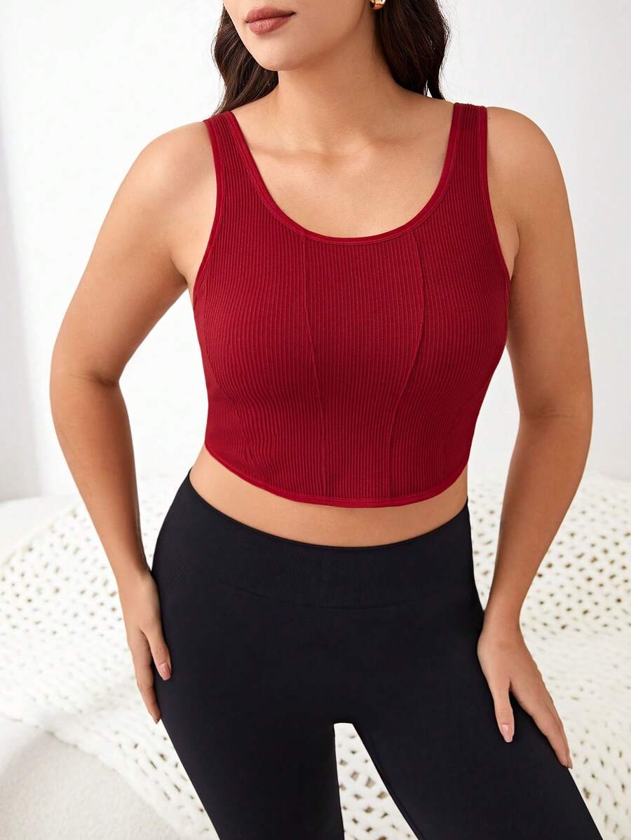 Yoga Basic 大尺碼瑜伽和休閒運動胸衣 - 酒紅色 - 查看 1