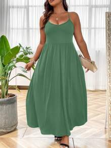 SHEIN LUNE Locker Sitzendes, Ärmelloses Kleid, Einfarbign Und Verstellbare Trägerriemen In Übergröße