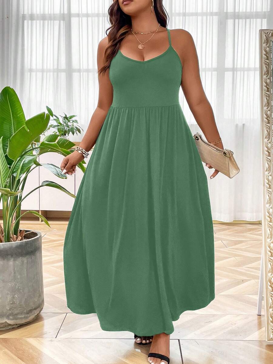 SHEIN LUNE Locker Sitzendes, Ärmelloses Kleid, Einfarbign Und Verstellbare Trägerriemen In Übergröße