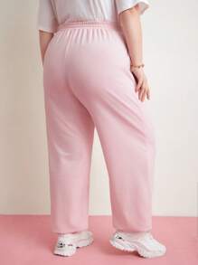 HELLO KITTY AND FRIENDS | SHEIN Plus Cartoon Print Elastic Waist Joggers - Pink - View 2