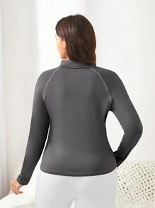 Street Sport 女士加大码半拉链运动卫衣 - 深灰色 - 查看 2