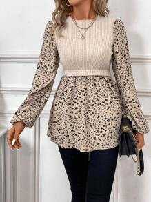 SHEIN Frenchy 女式花卉印花拼接紋理面料上衣 - 彩色 - 查看 6