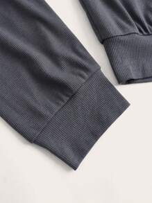 ROMWE PUNK Women's Plus Size Zipper Front Long Sleeve Sweatshirt - Blue - View 3