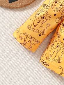 男嬰秋季休閒獅子字母印花長袖 T 卹 - 黃色 - 查看 3