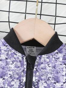 Baby Girls' Fashionable Shiny Glitter Printed Long-sleeve Cardigan, Paired With Printed Skirt Outfit For Autumn/winter