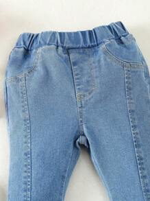 SHEIN Vintaside Kids Baby Girl Daily Fashionable And Sweet Flared Jeans