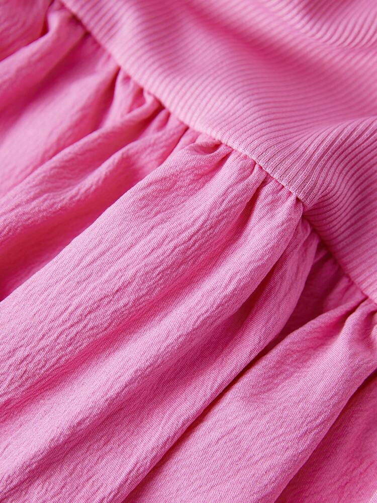 Women'S Solid Color Round Neck Ruffle Hem A-Line Dress Fall Cloth For Women