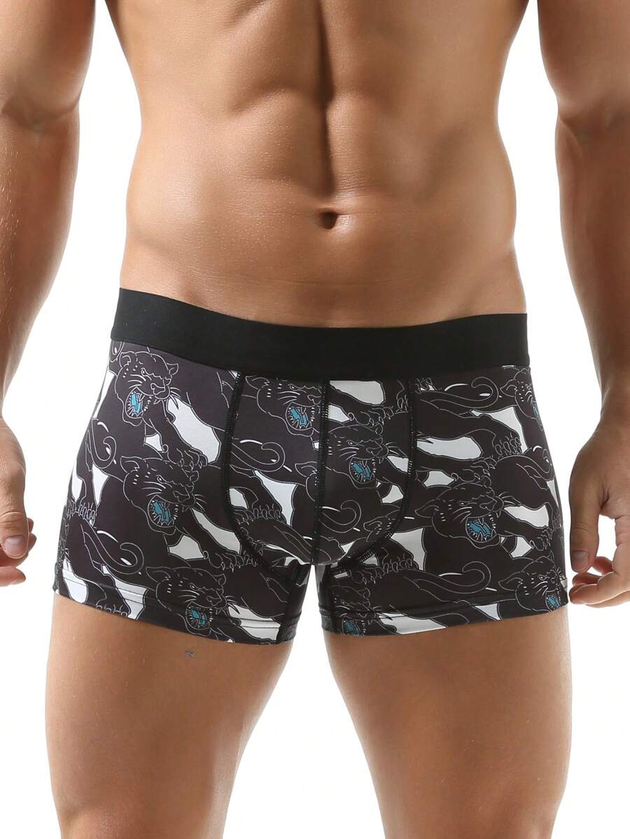 Bóxers Tipo Bermuda Con Estampado Animal Para Hombre - Negro - Ver 1