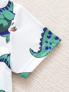 Baby Boy Cartoon Dinosaur & Letters Printed Short Sleeve T-Shirt - Multicolor - View 6