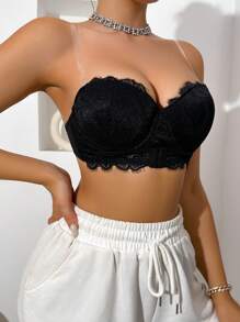 DelicateAllure Women's Strapless Lace Bra Lingerie - Apricot - View 8