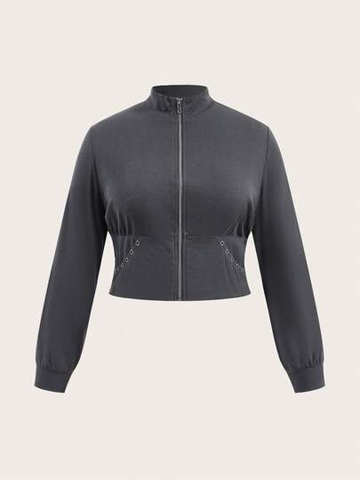 Women's Plus Size Zipper Front Long Sleeve Hoodie