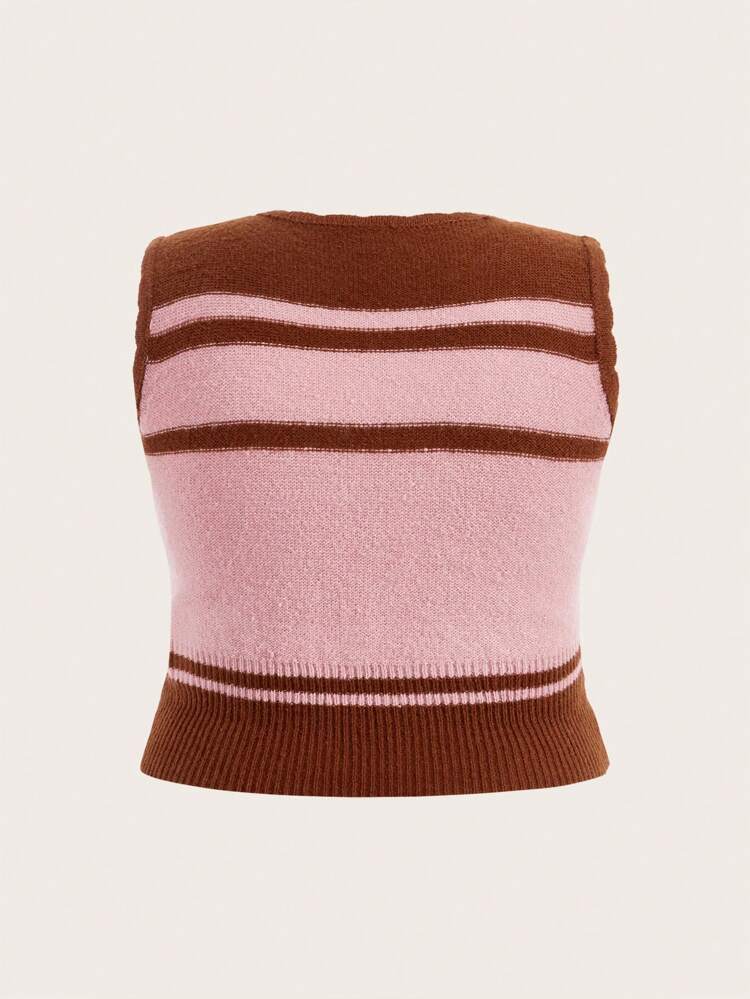 Plus Size Round Neck Striped Knit Top