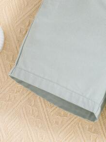 SHEIN 男宝宝绅士彼得潘领双排扣前开衬衫带吊带和短裤 2 件套套装 - 薄荷綠 - 查看 6