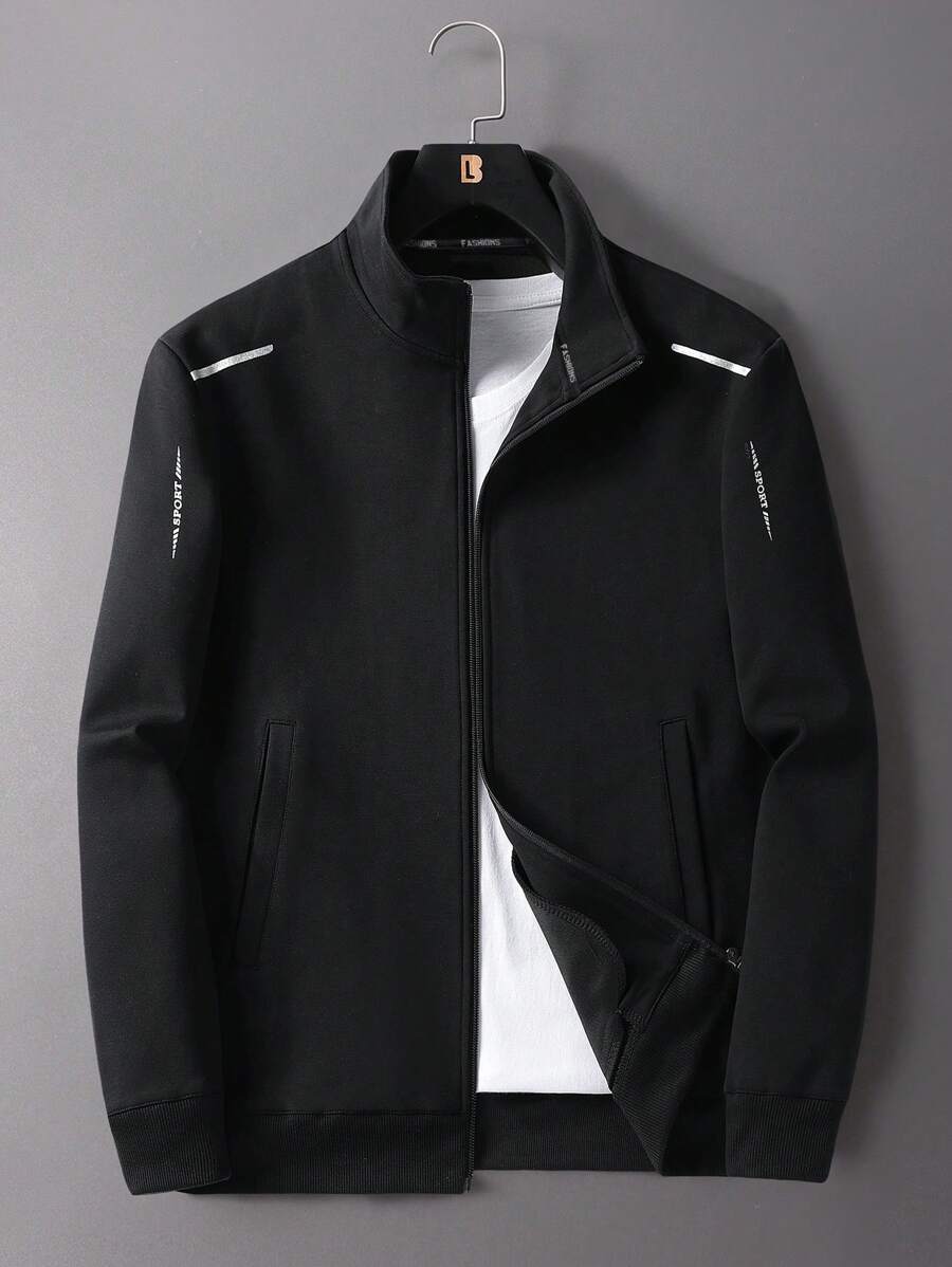 Men's Zipper Front Jacket With Letter Design SHEIN USA