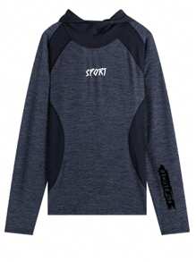 Manfinity Sport Corelite Men's Letter Graphic Color Blocking Raglan Sleeve Sports Sweatshirt Men Sweatshirt