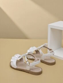 Girls' Silver White Pleated Lace Bow Knot Princess Sandals, For Pre-Teens To Teens - Silver - View 2