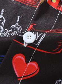 Manfinity Homme Men'S Plus Size Asymmetric Digital Print Shirt And Shorts Set - Black - View 3