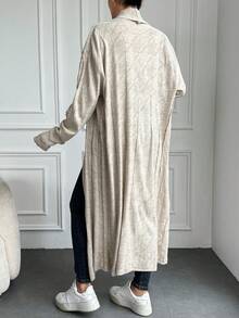 SHEIN Cottnline كارديجان نسائي بأكمام طويلة وكتف منسدل - بيج - مشاهدة 2