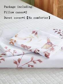 3pcs Modern American Style Home Bedroom Four Seasons Universal Simple Fashionable Fresh Polyester Microfiber Multi-Colored Digital Printed Quilt Cover Set (1 Quilt Cover + 2 Pillowcases, No Filling) - Multicolor - View 4