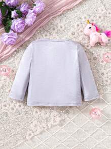 Baby Girl Cute Unicorn Pattern Long Sleeve Top - Grey - View 2