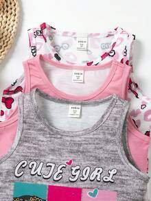 SHEIN 少女可愛娃娃印花背心,完美適用於夏日假期、旅行和派對 - 彩色 - 查看 6