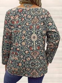 EMERY ROSE Plus Size All-over Flower Printed Shirt - Multicolor - View 2