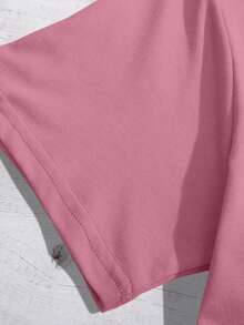 SHEIN EZwear 女士貓咪與字母印花短袖t恤 - 粉色 - 查看 4