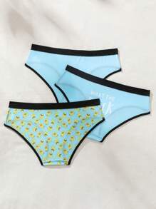 SHEIN 3pcs/set Women's Cute Colorblock Triangle Panties With Duckling Pattern - Multicolor - View 2