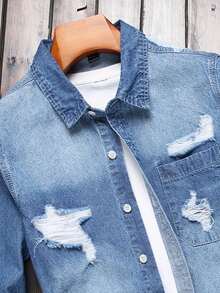 Manfinity LEGND Nam Rách Áo denim - Rửa tối - Xem 6