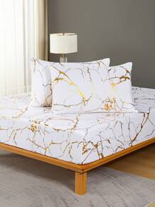 柔软奢华超细纤维床笠套装 - 闪亮浮雕石头图案 - 最佳床单 - 2/3 件（1 床笠 + 1/2 枕套） - 有单人床、特大号床、单人床、大号床、双人床、全尺寸可供选择