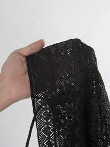 Swim Lushoire Women's Solid Color Lace Splice Drawstring Tankini Carnival Summer