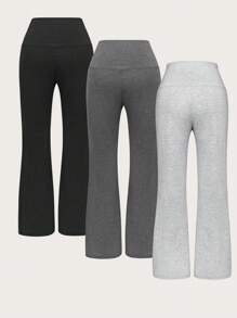 Zyxie 3pcs/Set Plus Size Casual High Waisted Flare Pants Fall Cloth For Women - Multicolor - View 2